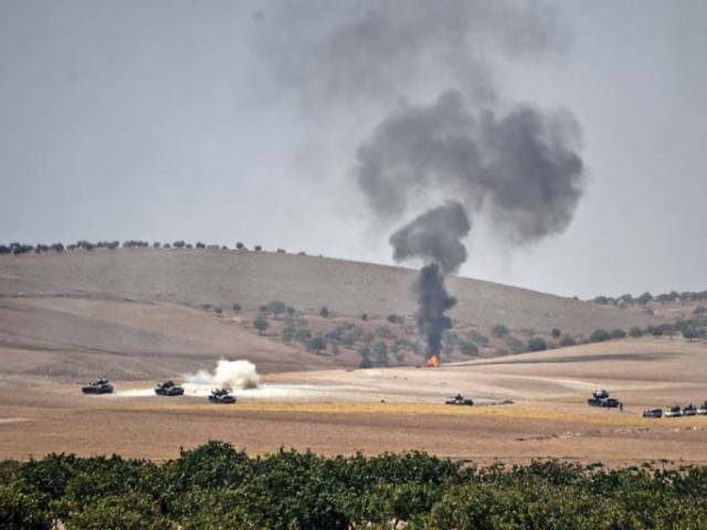 ترک فوجی ٹینک شام کے قصبے جرابلس میں داخل،روس اور شام کی ترک فوجی ٹینکوں کی مداخلت کی مذمت 