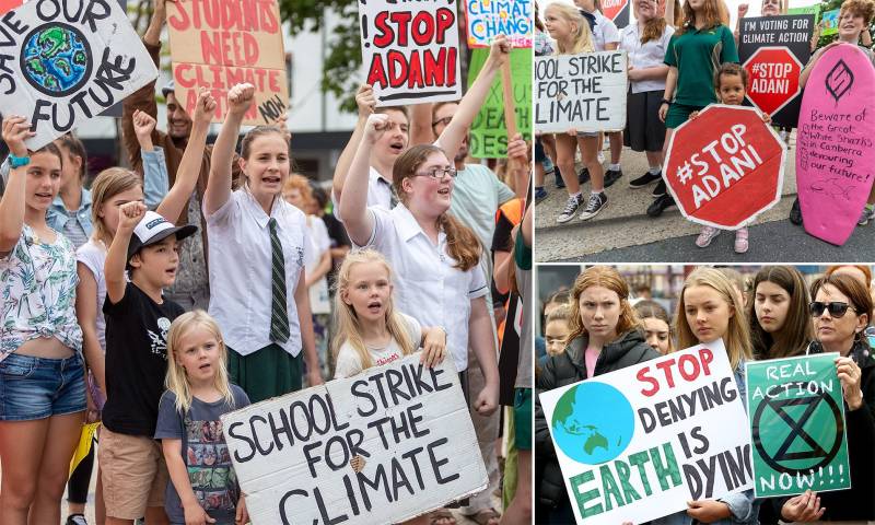 آسٹریلیا میں ماحولیاتی تبدیلی کے خلاف احتجاجی مظاہرے، حکمران جماعت کے ہیڈ کوارٹرز کا گھیراﺅ