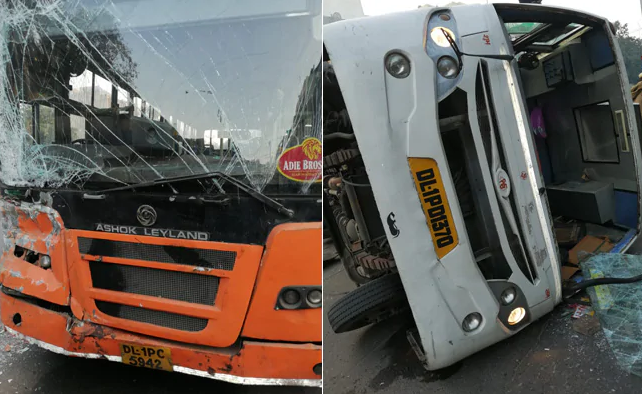 نئی دہلی، سکول بس اور کلسٹر بس میں تصادم، 6 بچے زخمی
