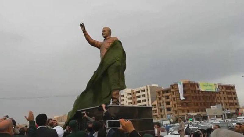 جنوبی لبنان کے بعد ایران کے شہر اہواز میں قاسم سلیمانی کا مجسمہ