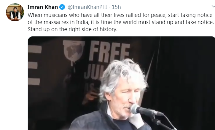 برطانوی موسیقار راجر واٹرز بھی بھارتی مظالم کیخلاف بول پڑے: وزیراعظم کا خراج تحسین