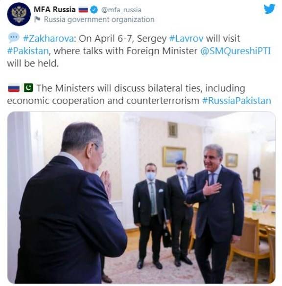 روسی وزیر خارجہ آئندہ ہفتے دو روزہ دورے پر پاکستان آئیں گے