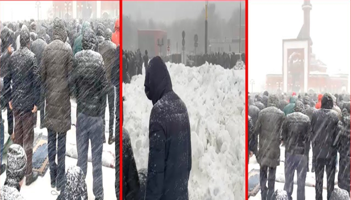 ماسکو ‘ شدید برفباری میں کھلے آسمان تلے نماز کی ادائیگی کی ویڈیو وائرل