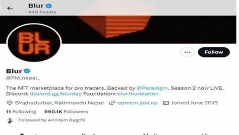 نیپالی وزیر اعظم کا آفیشل ٹوئٹر اکاؤنٹ ہیک ہوگیا