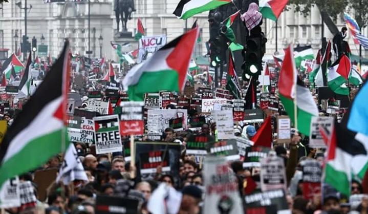 لندن سمیت برطانیہ کے مختلف شہروں میں فلسطینیوں کی حمایت میں نکبہ مارچ