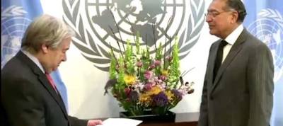 اقوام متحدہ میں پاکستان کے مستقل مندوب منیراکرم نے اقوام متحدہ کے سیکرٹری جنرل کو اپنی سفارتی اسنادپیش کردیں