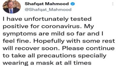 وفاقی وزیر تعلیم شفقت محمود کورونا وائرس کا شکار ہو گئے