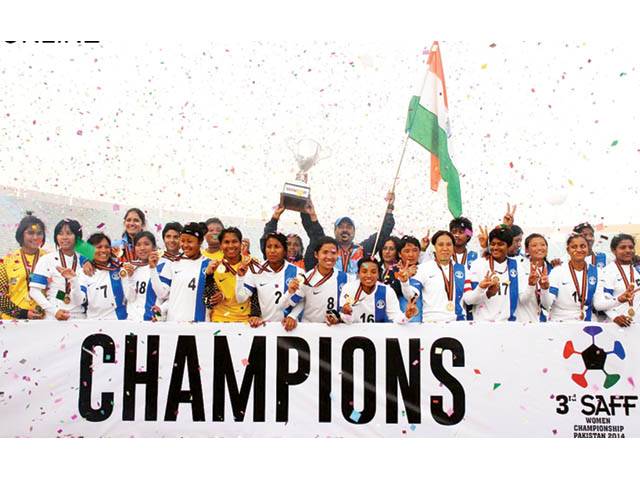 بھارت نے ساف ویمن فٹبال چیمپئن شپ جیتنے کی ہیٹ ٹرک کر لی