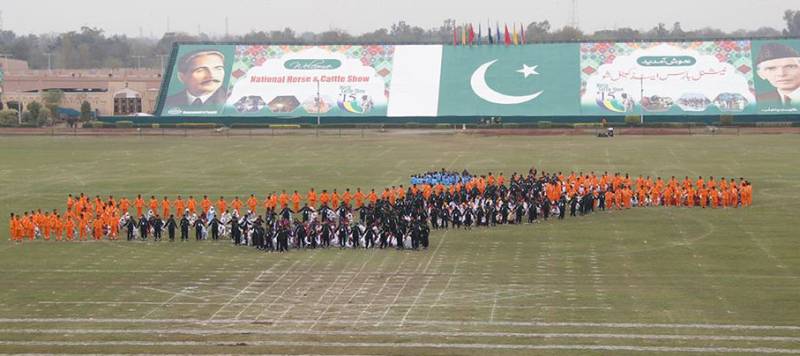 ہارس اینڈ کیٹل شو کی افتتاحی تقریب، سپورٹس بورڈ پنجاب کے دستے نے سماں باندھ دیا 