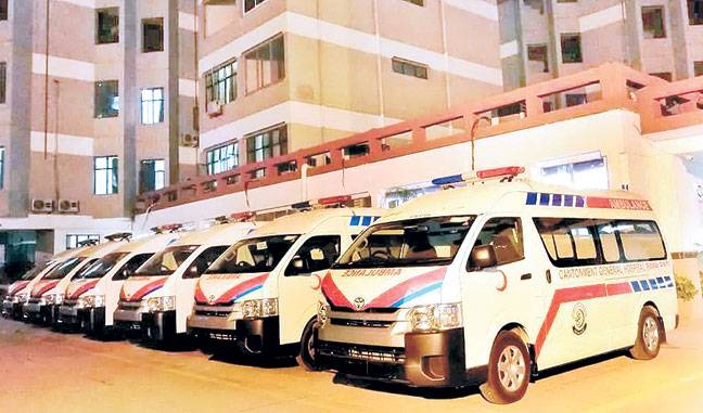 کنٹو نمنٹ جنرل ہسپتال راولپنڈی کوچھ نئی ایمبولینسیں فراہم
