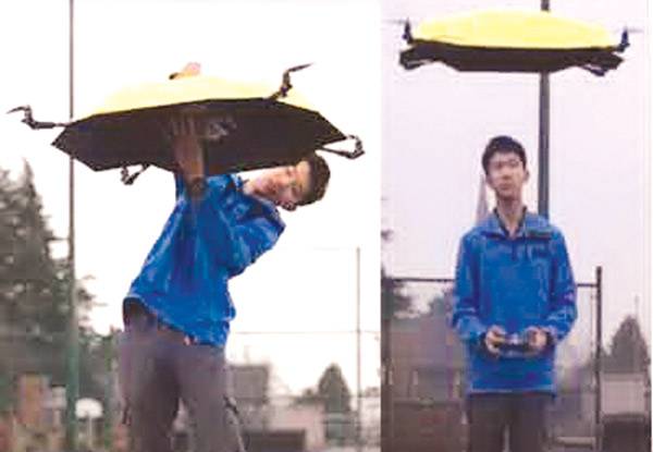 لندن میں نوجوان نے بارش سے بچنے کیلئے اُڑنے والی چھتری بنا لی